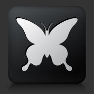 Black Square Button with Butterfly