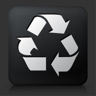 Black Square Button with Recycling Symbol