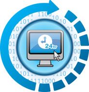 internet support icon with cycle arrow
