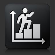 Black Square Button with Businessman Advancing Up N2