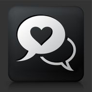 Black Square Button with Love Communication Icon