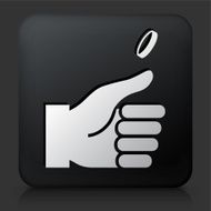 Black Square Button with Hand &amp; Coin Icon