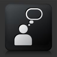 Black Square Button with Person Thought Bubble Icon