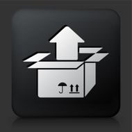 Black Square Button with Box Output Icon