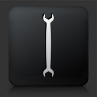 Black Square Button with Wrench Icon N2
