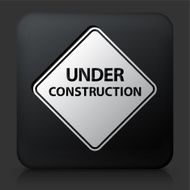 Black Square Button with Under Construction Sign Icon
