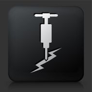 Black Square Button with Jackhammer Icon