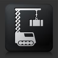 Black Square Button with Construction Crane Icon