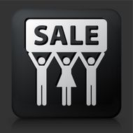 Black Square Button with Sale Icon
