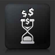 Black Square Button with Time is Money Icon