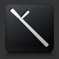 Black Square Button with Baton Icon
