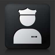 Black Square Button with Police Officer Icon