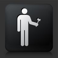 Black Square Button with Judge &amp; Hammer Icon