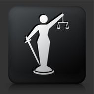 Black Square Button with Lady Justice Icon