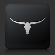 Black Square Button with Bull Skull Icon