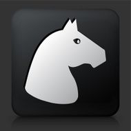 Black Square Button with Horse Icon N2