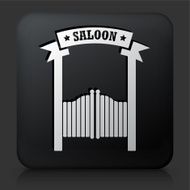 Black Square Button with Saloon Icon