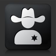 Black Square Button with Sheriff Icon