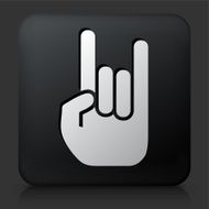 Black Square Button with Rock &amp; Roll Hand Icon N2