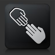 Black Square Button with Joining Hands Icon