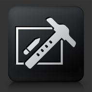 Black Square Button with Measurment Tools Icon