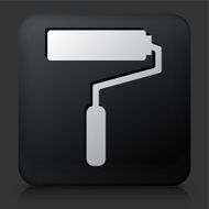 Black Square Button with Roller Brush Icon