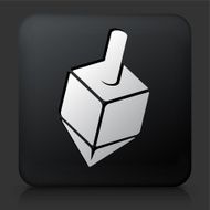 Black Square Button with Dreidel Icon
