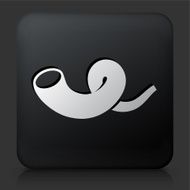 Black Square Button with Shofar Icon