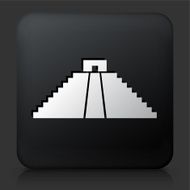 Black Square Button with Native American Pyramid Icon