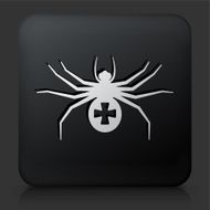 Black Square Button with Spider Icon
