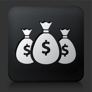 Black Square Button with Money Bags Icon