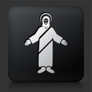 Black Square Button with Jesus Christ Icon