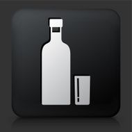 Black Square Button with Vodka Shot Icon