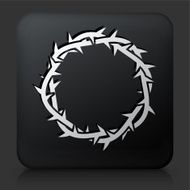 Black Square Button with Jesus Christ Thorn Crown Icon