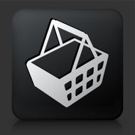 Black Square Button with Shopping Cart Icon N4