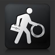 Black Square Button with Electrician Icon N2