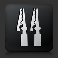 Black Square Button with Electric Connectors Icon
