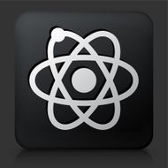 Black Square Button with Atom Icon