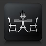 Black Square Button with Restaurant Table Icon