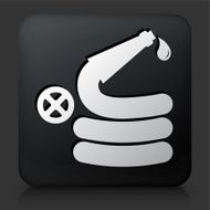 Black Square Button with Fire Hose Icon
