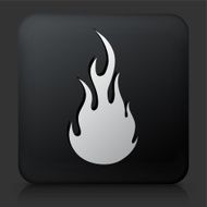 Black Square Button with Flame Icon