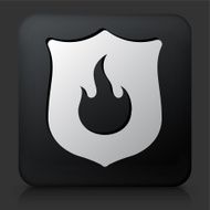 Black Square Button with Fire Shield Icon