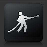 Black Square Button with Fire Hose Icon N2