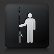 Black Square Button with Fisherman Icon