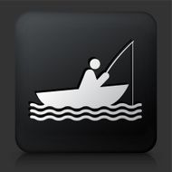 Black Square Button with Fisherman Icon N2