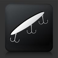 Black Square Button with Fishing Hook Icon