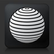 Black Square Button with Fitness Ball Icon