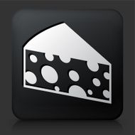 Black Square Button with Cheese Slice Icon