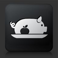 Black Square Button with Pork Dish Icon