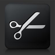 Black Square Button with Scissors Icon